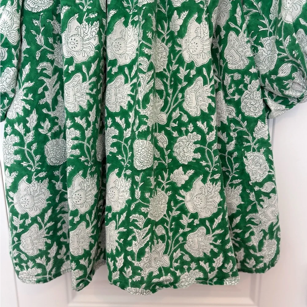 Mille Daisy Dress Size Medium Green Zinnia Print Tassels - Picture 10 of 12
